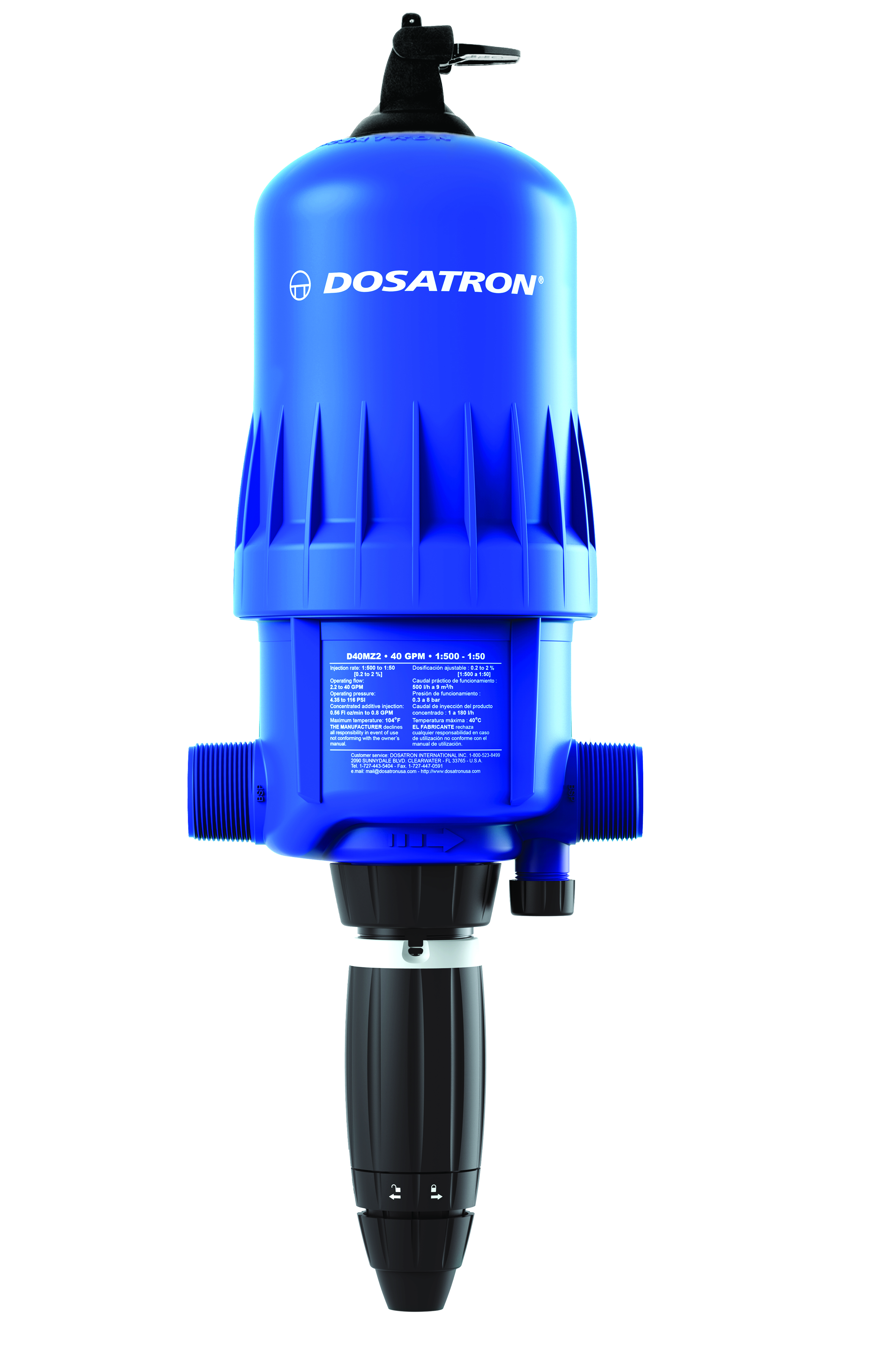 Dosatron® D40MZ2 Injector with Bypass 40 GPM 1:500 to 1:50 - Injectors